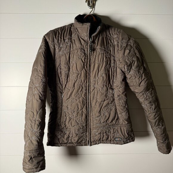 Kerrits Round Up Quilted Riding Jacket Brown Horse Design Stitching Sz Med - Picture 1 of 8